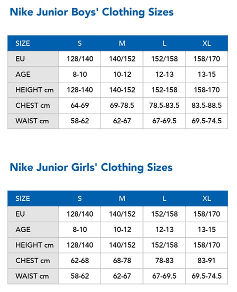 maat m nike kids|Kids' Clothing Size Chart. Nike.com.